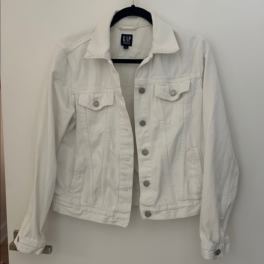 GAP Ivory Button-Up Denim Jacket